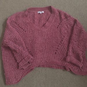 Pink cropped vneck sweater